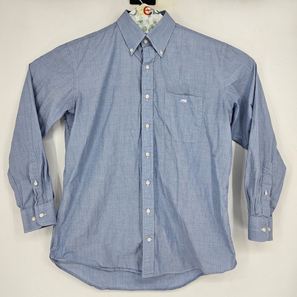 Perlis Shirt Mens Medium Button Down Long Sleeve Casual Preppy Blue New Orleans
